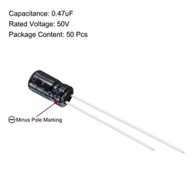sourcing map 0.47uF 50V 4x7mm Electrolytic Capacitor, Radial Leads Aluminum Capacitors for TVs, LCD Monitor, VCD, 50Pcs