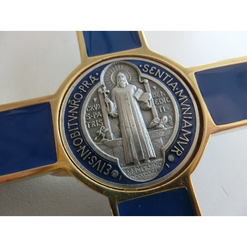 10.004.21 Blue Cross Gold Blue San Benedict 20cm Enamel with