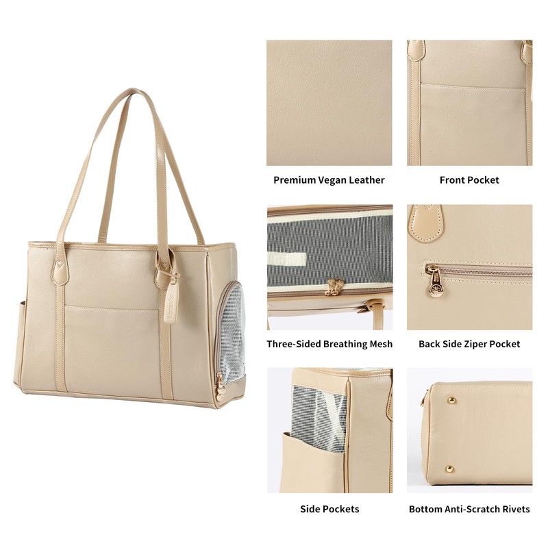 Monanller Stylish Dog Purse Carrier, Leather Pet Carrier Bag for