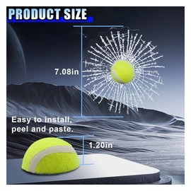 3D Prank Tricky Broken Glass Car Sticker Decal, Funny Rear Windshield Decoration Decal, Tennis Hits Car Window Styling Sticker, Car Self Adhesive Decal, Universal for Most Cars (Tennis)