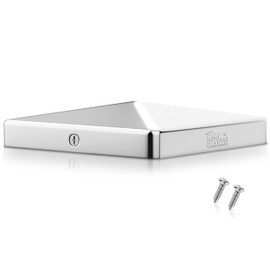 Stainless Steel Heavy Duty Post Caps 6x6 for True/Actual 6.0" x 6.0" Wood Posts, No Rust, Fence Post Cap with 2X Stainless Steel Screws, UV-Resistant, Post Covers for Porch, Deck, Fence