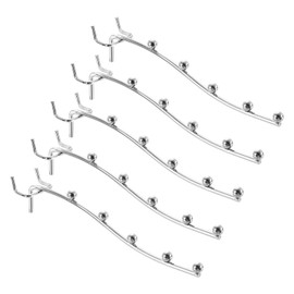 sourcing map 5Pcs 8" Pegboard Hooks, 5 Station Waterfall Hook, Metal Pegboard Display Hooks Fit 1/8" Pegboard for Wall Organizing, Garage, Kitchen, Store Silver