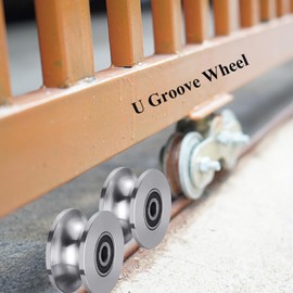 Sliding Gate Rollers Stainless Steel U Groove Wheel Heavy Duty Cable Pulley Block U Shaped Rail Gate Wheels Quiet and Smooth Operation Plate Caster with Bearing for Barn Door Track