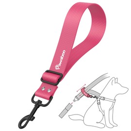 Pawaboo Dog Car Seatbelt, Universal Pet Safety Belt, Chew-Proof Dog Car Restraint with Adjustable Strap, Nylon Woven Belt & PVC Shell Dog Seatbelt Harness, Dog Leash with 360° Hook, 20 in, Pink