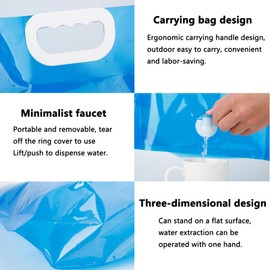 2er Pack Faltbarer Wasserkanister 5L Auslaufsicher - Blauer Leichter & Tragbarer Kanister für Camping, Outdoor mit Einzigartigem Wasserhahn | BPA-Frei & Umweltfreundliches PE Material