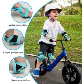 BOSONER Knee Elbow Pads for Kids: Roller Bike Protective Gear with Wrist Guards for Toddler and Kids - 6Pcs Sport Safety Set for Girls