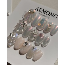 [Powder nail embossed nails] 3 types of high-quality mermaid emboss - short ballerina / [파우더네일엠보네일] 고급 머메이드 엠보 3종 - 숏발레리나