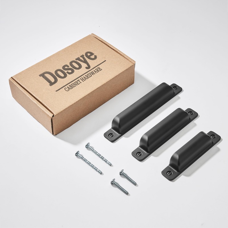 Dosoye 5 Packs 3-3/4in(96mm) Drawer Pulls Black Cabinet Cup Pulls