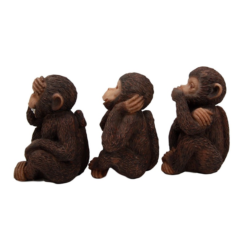 Wise Monkeys See Hear Speak No Evil Ape Chimpanzees Collectible