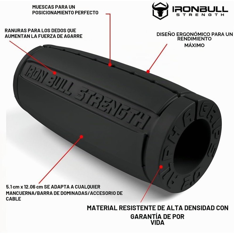Iron Bull Strength Alpha Grips 2.0" de diámetro - 1