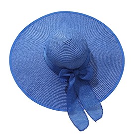 MMOOVV Straw Hats Summer Visor Protection Hat with Wide for Women Beach Hat Wide Brim Straw Hat Sun Hat, darkblue
