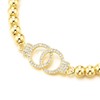 COOLSTEELANDBEYOND Elegant Interlocking Cubic Zirconia Ring Charm Gold-Coloured Beads Bracelet