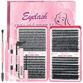 Qiveaory DIY Wimpern Extensions Kit 720pcs Einzelne Wimpern Cluster D Curl Wimpernverlängerungs mit Wimpernkleber und Sealer,Klebereste Entferner for Lashes,Pinzette Pinsel(10-18mm, 30D+40D+50D+60D)