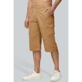 MAGCOMSEN Men's Camping Shorts Cargo Work Shorts Baggy Shorts Relaxed Fit Summer Shorts Long Shorts 3/4 Pants Below Knee Shorts Capri Pants Khaki