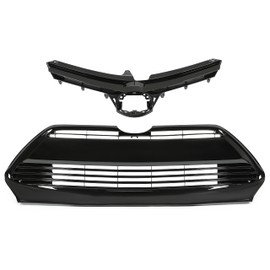 KUAFU Upper Lower Grill Compatible with 2017 2018 2019 Toyota Corolla LE XLE 5311102B00 5311202730 Front Bumper Hood Grille