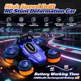 UFOLED High Speed Remote Control Car 25km/h for Boys, 360°Rotating RC Drift Car with Lights, 2.4 GHz Upright Walking 4WD RC Cars for Kids Age 4-8 8-16 Boys Girls Christmas Birthday Gifts