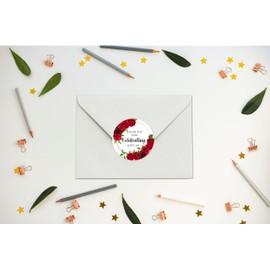 40 Red Roses Thank You for Celebrating with Us Stickers, 2 Inch Big Round Glossy Labels, Great for Weddings, Bridal Shower, Engagement Party, Party Favors Décor, Tags, Supplies. Made in USA.