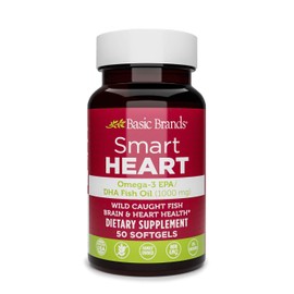 Basic Brands Smart Heart Omega-3 Fish Oil, 1000 mg, 50 Count