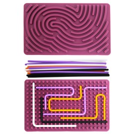 Double-Sided Silicone Sensory Activity Board, Fidget Toy for Calming, Stress, Anxiety, ADHD & Autism, Kids 3+ & Adults Sensory Toys, Fidget Pad with Portable Travel Bag & 20 Strings(Purple)