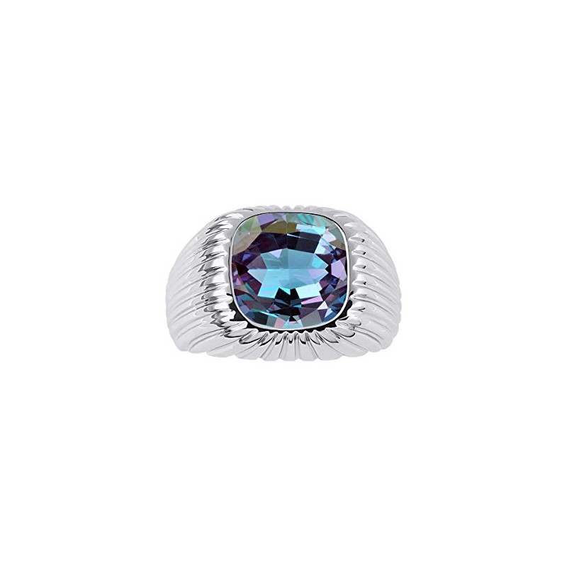 Rylos Men's Ring - Gorgeous 12MM Alexandrite in Solid Sterling