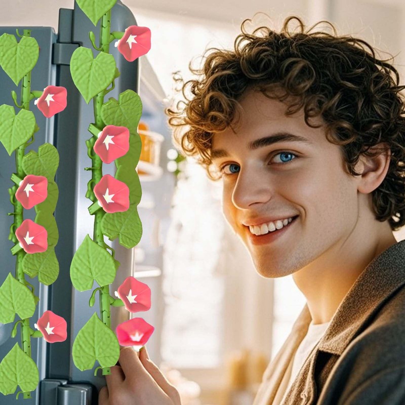 Morning Glory Refrigerator Magnets – 3D Printed Climbing Vine Plant,
