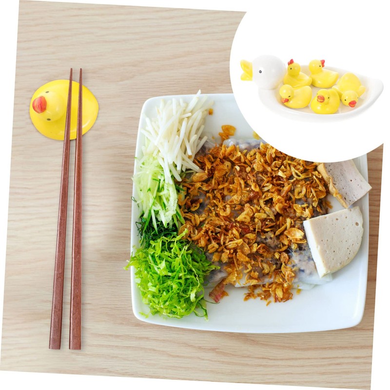 MAGICLULU 6Pcs Adorable Duck Shaped Chopstick Rests Yellow Ceramic Tableware