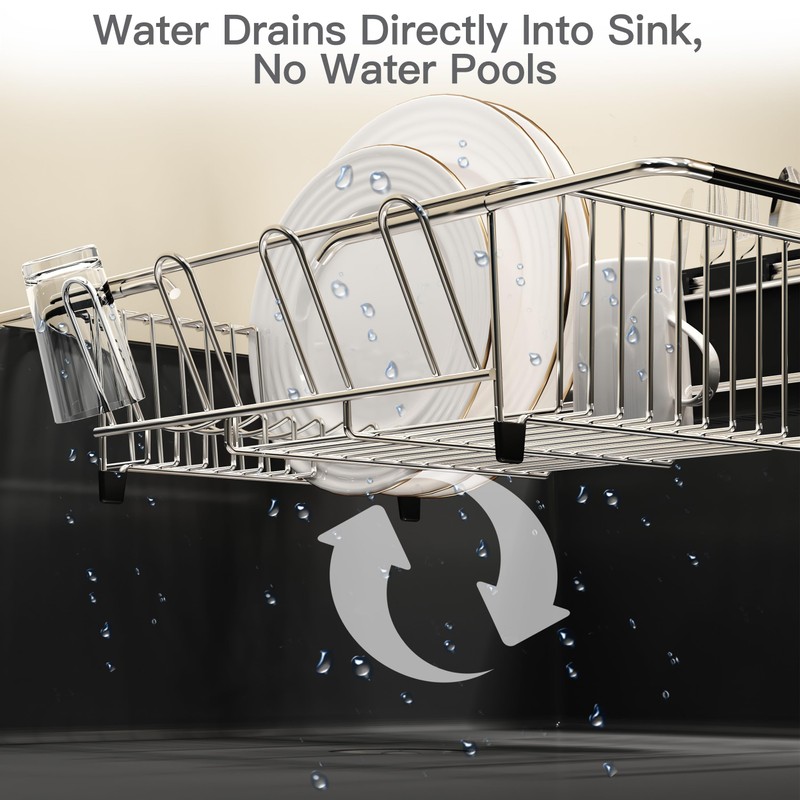 Over the Sink Expandable Dish Drainer Drying Rack In Stainless