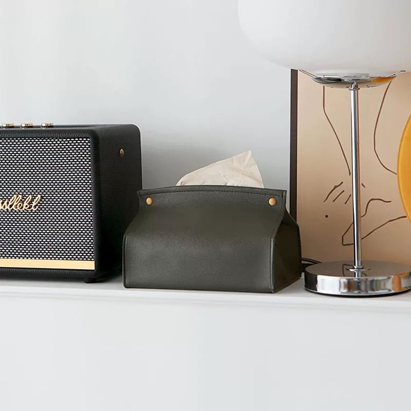 1Pcs Tissue Box Cover, Refined Modern PU Leather Tissue Box