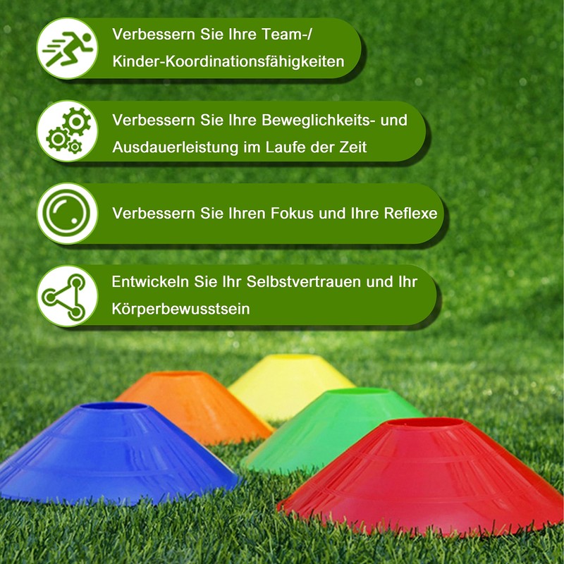 Pack of 25 Marker Cones, Football Cones with Locking Strap