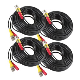 Auroh 4 Pack 5M / 16 feet BNC Video Power Cable 2-in-1 Pre-made Black Security Camera CCTV Cable for HD Surveillance Camera and DVR System Installation