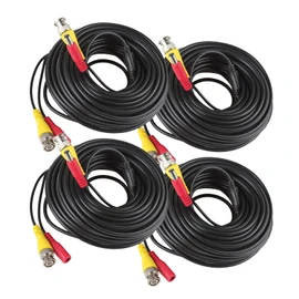 Auroh 4 Pack 5M / 16 feet BNC Video Power Cable 2-in-1 Pre-made Black Security Camera CCTV Cable for HD Surveillance Camera and DVR System Installation