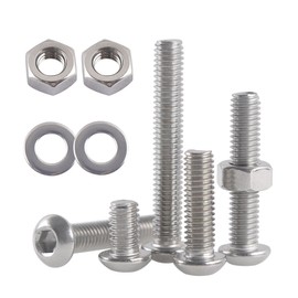 newlng M5 Screw Set 304 Round Head Screw Nut Washer 30 Pieces (Round Head M5 x 30 Screws 10 Pieces, M5 Nuts 10 Pieces, M5 Washers 10 Pieces)