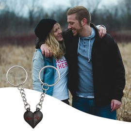 Matching Keychain for Couples Gifts for Him Her Anniversary Birthday Gifts for Couples Keychain Set for 2 Black Half Electrocardiogram Heart Keychain Gifts for Couple