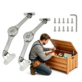 2-Pack Heavy Duty Mechanical Lid Stay Hinge, 110° Adjustable Soft Close Lid Support for Toy Box, Wooden Chest, Cabinet Door – No Gas, Anti-Slam, Zinc Alloy, Stay Put Hinge