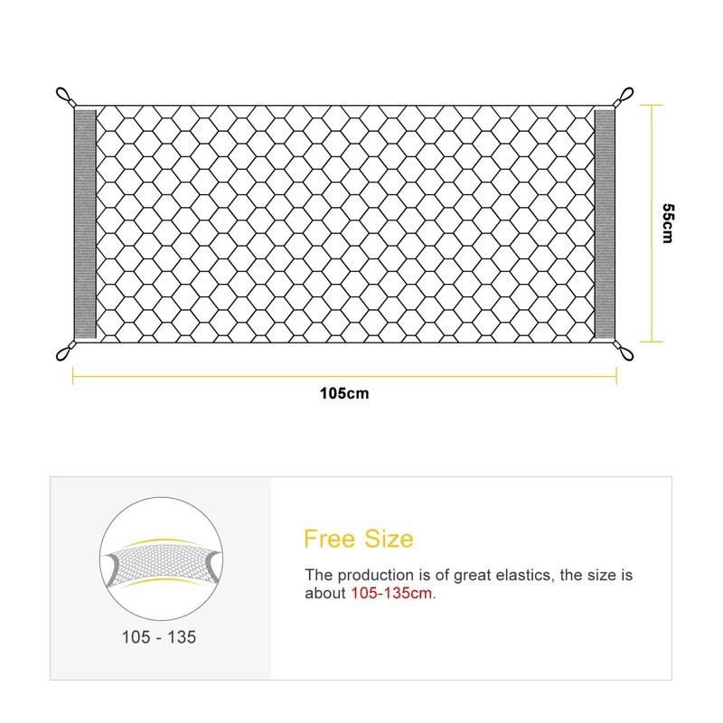 Car Trunk Storage Net, 100x40cm Cargo Nylon Net Elastic Nylon