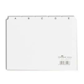 Durable A5 Index Card Set | Includes Printed A-Z Tabs | White | Made of Strong PVC | Perfect for Organising Documents | Pack of 1