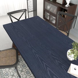 VEELIKE Thick Navy Wood Contact Paper Peel and Stick Textured Blue Wood Wallpaper 118''x32'' Wide Wood Grain Contact Paper for Walls Cabinets Desk Countertops Waterproof Removable Wood Vinyl Wrap