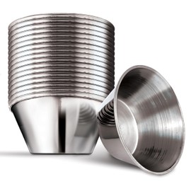 1.5 oz Stainless Steel Condiment Cups (12 Pack), Individual Portion Dipping Sauce Cups, Small Metal Ramekins for Ketchup, Marinara, BBQ Sauce, and More! Reusable Condiment Cups for Restaurants