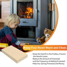 12PCS Woodstove Firebricks, Fire Bricks, Size 9" X 4-1/2" X 1-1/4", Fire Bricks for Wood Stove, Fireplaces, Brick Fireplace