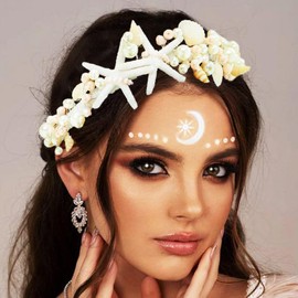 Fashband Starfish Headband Pearl Shell Headpiece Beach Bridal Wedding Hair Accessories for Women