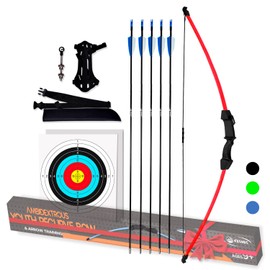 Keshes Archery Recurve Bow and Arrow Youthbow Set - 44" Beginner Breakdown Bow Kit with Arrows, Finger & Arm Guard, Quiver, and Target Sheets - Ideal for Teens & Kids Ages 10+ for Outdoor Practice