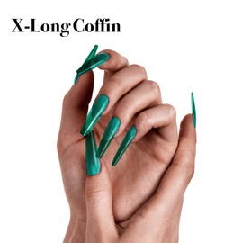 GoldFinger Press On Nails Full Cover Nails Glue On Nails Manicure X-Long Fake Nails with Glue (Favor)