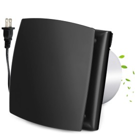 Hose Vary 4in Black Bathroom Exhaust Fan for Window, 55CFM IPX4 ABS Plug-in Extractor Fan Attic Fan w/Anti-Backflow Damper for Toilet, Office, Kitchen, Garage (US Cord)