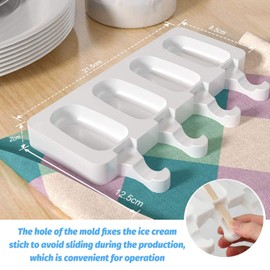 Moldes de silicona para paletas de hielo, moldes de 2 paquetes, sin BPA, moldes para helados con 50 palitos, moldes de hielo de grado alimenticio, moldes para helados de postre congelados para niños