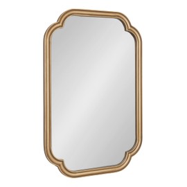 Kate and Laurel Glenby Transitional Scalloped Wall Mirror, 24 x 36, Gold, Modern Wooden Rectangle Mirror with Scalloped Edges for Use as Bathroom Wall Accent or Living Room Mantel Décor