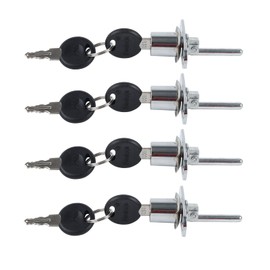 QOPAHI 4 Piece Drawer Locks Filing Cabinet Lock with Key for Wardrobe Display Cabinet Desk Office Furniture Drawers, Barrel Lock Diameter 16 mm, Length 61 mm(Silver)