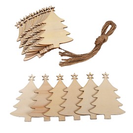 20 Pieces Christmas Tree Rustic Wooden Bauble Hanging Décor Natural Wooden Tree Shape Wooden Embellishments for Christmas Wedding Party Bunting Decoration (Tree)