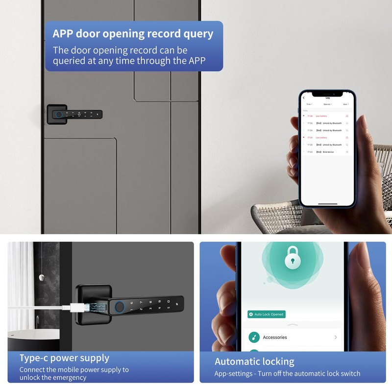 LKUWEE Smart Lock 4 in 1, Fingerprint Door Lock Set,