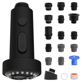 Hygie Rinse Pull Down Faucet Head Replacement 3 Function Sink Faucet Sprayer Head with 15 Adapters Compatible with Moen Delta Kohler Faucet Head, Oil-Rubbed Bronze