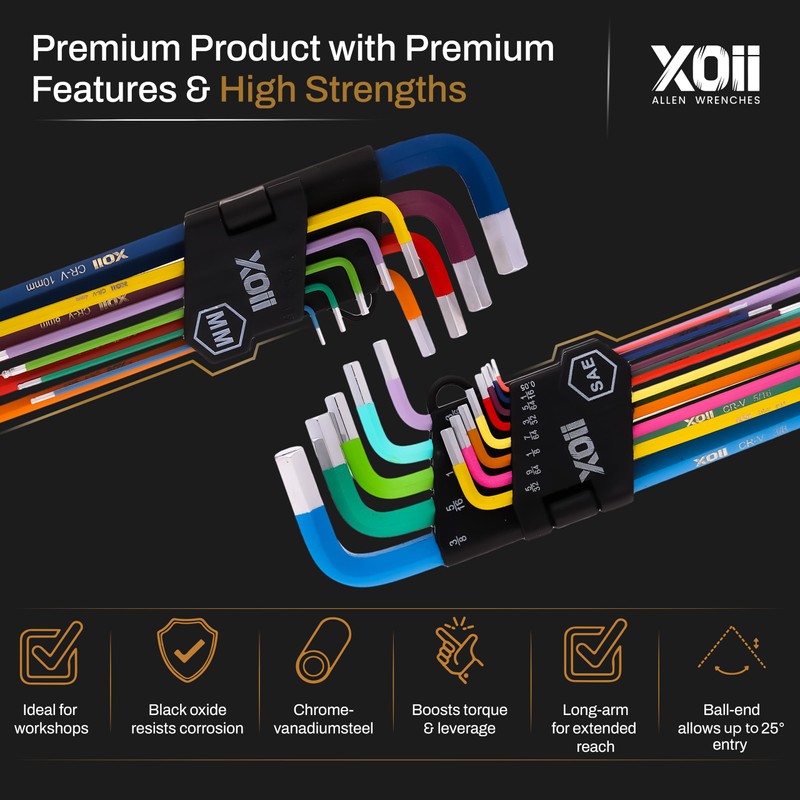 Xoii Premium allen wrenches Sets 22PCS (Metric & SAE) –